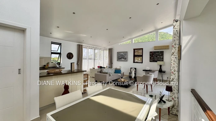 Penthouse 4 chambres à vendre à La Preneuse, à pied de la plage avec grande terrasse et vue montagne