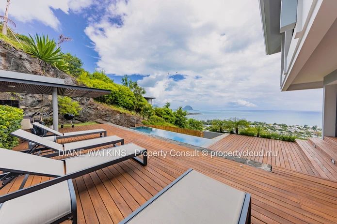 Elevated Sea-View Villa with 4 En Suite Bedrooms, Studio and Lift in Rivière Noire