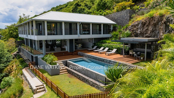 Elevated Sea-View Villa with 4 En Suite Bedrooms, Studio and Lift in Rivière Noire