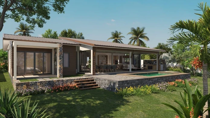 Villa contemporaine de 4 chambres avec piscine privée et vue montagne à louer à Tamarin