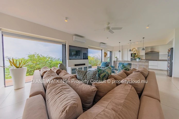 Elevated Sea-View Villa with 4 En Suite Bedrooms, Studio and Lift in Rivière Noire