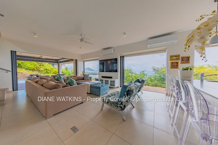 Elevated Sea-View Villa with 4 En Suite Bedrooms, Studio and Lift in Rivière Noire